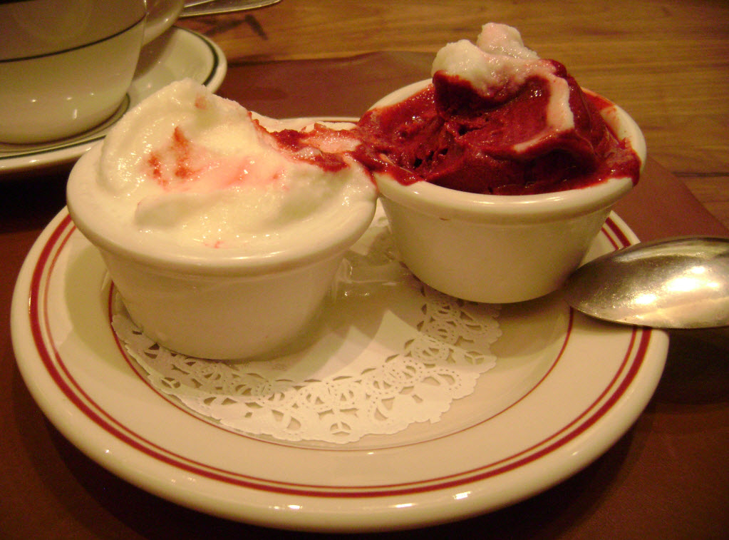 Red Rooster Sorbet for dessert