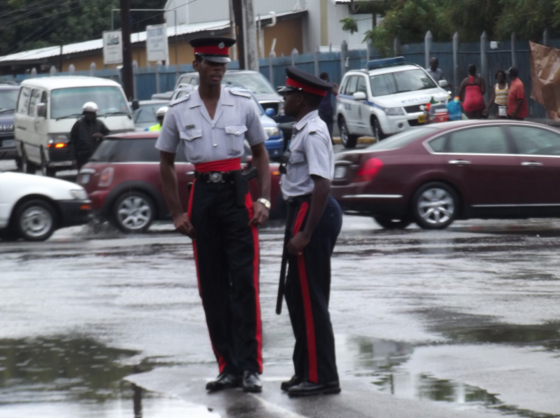 Jamaica Constabulary officers on duty