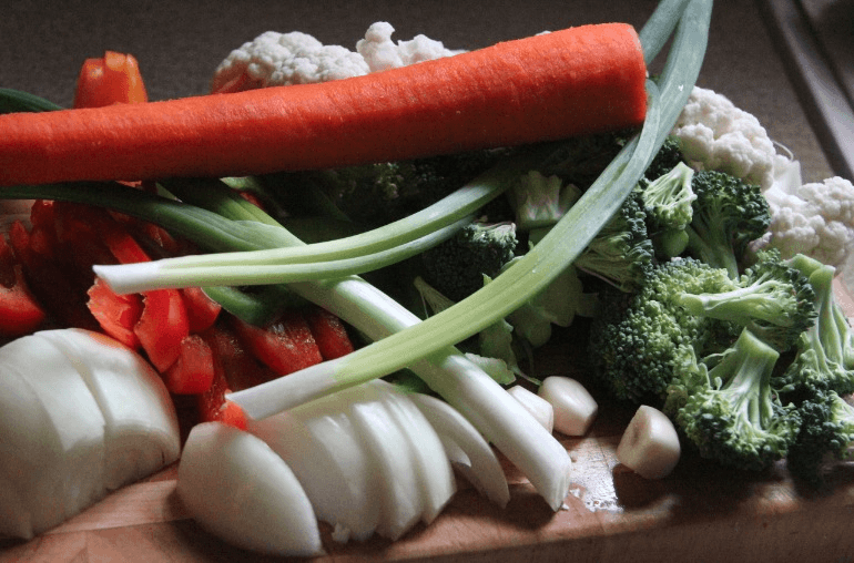 Chopped vegetables Stir Fry Vegetables with Jerk Tofu