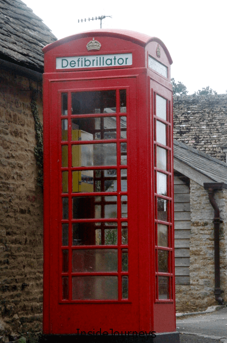 Repurposed red telephone booth, The Cotswolds