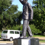 Mandela statue with raised fist